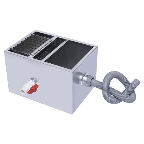 YUNRUX de filtration à 4 niveaux Séparateur de graisse pour eaux usées avec dispositif d'arrêt automatique en acier inoxydable Séparateur de graisse Cuisine Séparateur d'huile Séparateur de graisse