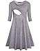 Quinee Women Round Neck 3/4 Sleeve Floral Empire Waist Nursing Dress for Breastfeeding
