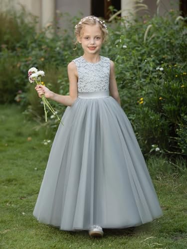 Lace Flower Girl Dresses for Wedding Sleeveless Princess Pageant Dress Puffy Tulle First Communion Gowns3