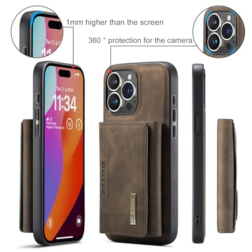 Wallet Case Compatible with iPhone 15 Pro Max, DG.MING Premium Leather Phone Case Back Cover Magnetic Detachable with Trifold Wallet Card Holder Pocket for iPhone 15 Pro Max (Coffee) by Cseoteo - Used condition - Image 5