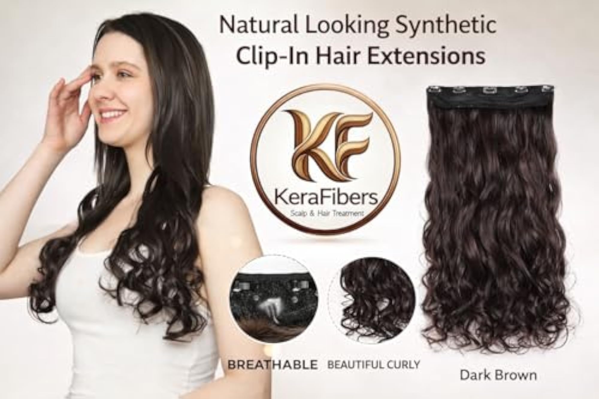 Synthetic Clip-In Hair Extensions for Women, Curly
