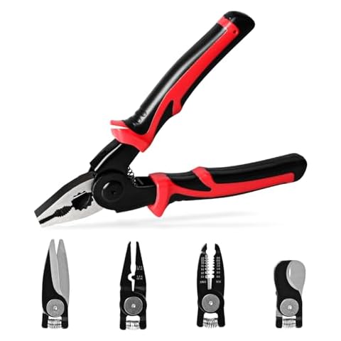 YOSIGHT 5 IN 1 Multifunctional Plier Tool Set - Wire Stripper, Crimping Plier, Cable Cutter, Electrician Scissors - 8 Inch Kit with Storage Case Cover