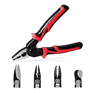 5 IN 1 Multifunctional Plier Set with 5 Interchangeable Tool Heads – Wire Stripper, Crimping Plier, Cable Cutter, Electrician Scissors, Linesman Plier – 8 Inch Pliers Kit with Storage Case