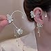 Butterfly Tassel Style Zircon Earrings Shiny Ear Cuff Earrings for Women Non Piercing Butterfly Flower Tassel Wrap-Around Clip-On Earrings Fashion Star Cuff Earring Chain for Women Teen Star Crawler Earring Wrap Earrings(one) (Silver Left Ear)