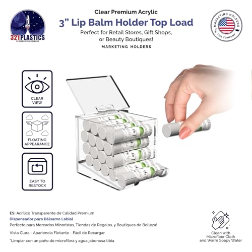 Marketing Holders LB-DISP-16 Clear Acrylic Lip Balm Dispenser Retail Or Home Freestanding Countertop Display thumb #1