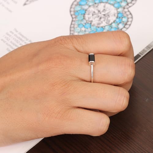Bague onyx noir en argent 925 de style solitaire pour femme taille 6