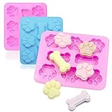 WQZL 2PCS Puppy Dog Paw and Bone Shaped 2 in 1 Silicone Molds for Dog Treats Non Stick Reusable Food...