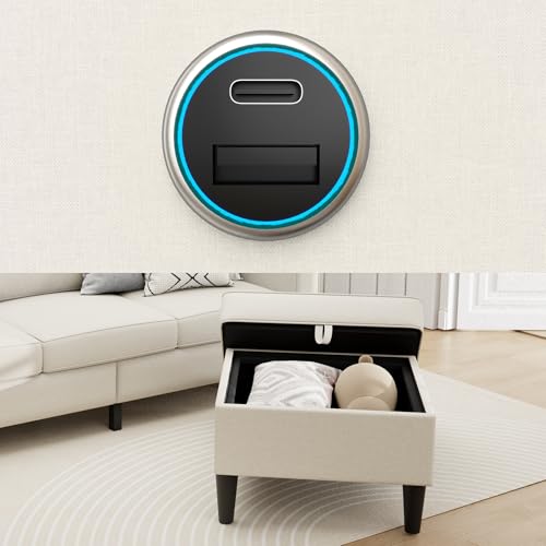 ZeeFu Couch for Living Room - 78'' Beige Linen 3 Seat L-Shaped Sectional Sofa Couches with Storage Ottoman - Modern Small Space Upholstered Furniture Sofa Set for Office Small Space Apartment - Image 5