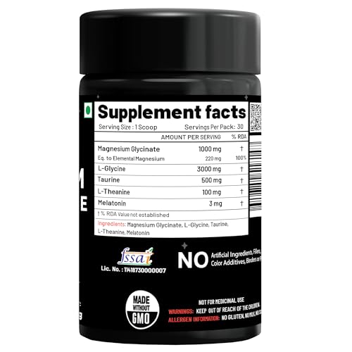 Image of NutriJa Sleep Support Powder with Melatonin, Magnesium Glycinate, Glycine 3g, L-Theanine & Taurine, 30 Servings (138g)