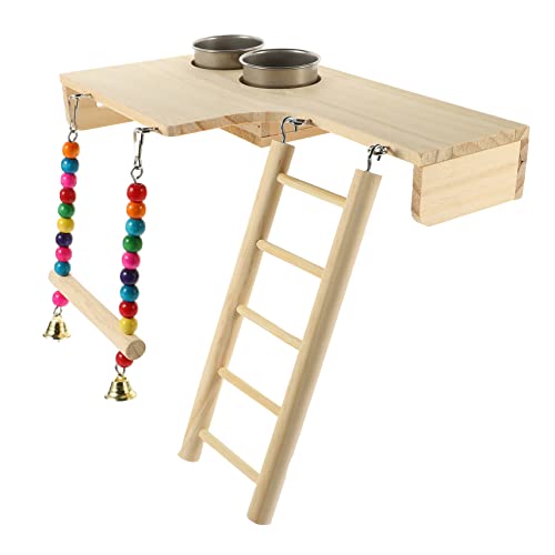 GRIRIW Bird Swing Toy Wooden Ladder for Parrots Bird Accessories for Cages Parrot Playground Toy