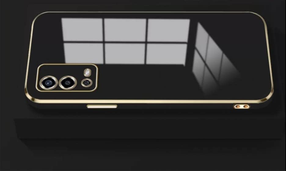 Image of Apurb Store for Oppo A55 4G Plating Square Gold Frame Phone Case Luxury Soft Silicone Back Cover (for Oppo A55 4G, Black)