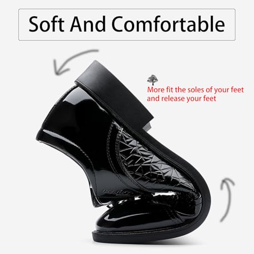 Men's Leather Print Classic Low Heel Oxfords Fashion Pointed Toe Comfortable Lace Up Low Top Non-Slip Rubber Sole Business Dress Shoes for Formal Wedding Prom4