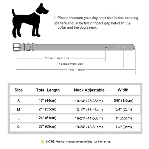 Pet Artist Durable Leather Dog Collar, Handmade Genuine Leather Collar For Small Medium Large Dogs,Heavy Duty Metal Buckle,Brown L #TOP3