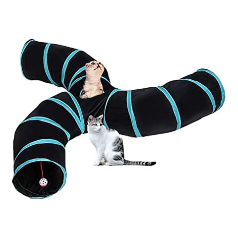Cat Tunnel, Cat Toys S-Shaped Pet Tunnels, Cat Play Tent Interactive Toy Maze Cat House with Balls Cat Tunnels for Indoor Cats Kitten Puppy Rabbit Guinea Pig (3-Way) Cover