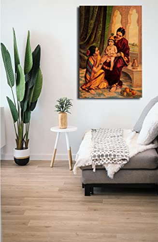Image of SIKHASH Raja Ravi Varma Canvas Painting, Indian Art, Classic Art, Wall Art for Living Room, Unframed, Multicolor, 12x8 inches (30x20 cms, Yashoda Krishna)