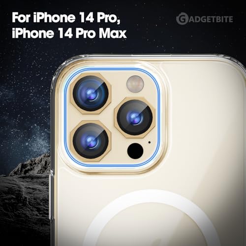 Image of GadgetBite Snaptra Octagon Lens Protector Compatible With iPhone 14 Pro & iPhone 14 Pro Max - 9H Tempered Glass Camera Cover with Metal Ring, Scratch-Resistant,Camera Lens Protection - Gold