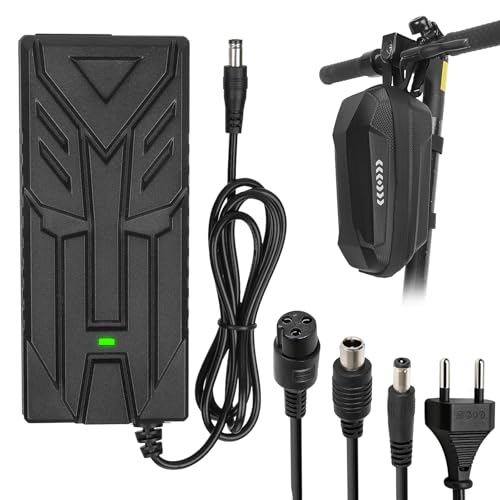 HPGAAVD 42V 2A Caricatore Monopattino Elettrico,18V 24V 29.4V 36V Caricatore Universale Batterie litio con 3 Connettori per Hoverboard,Bici Equilibrata,Drifting Board+2L Borsa Impermeabile