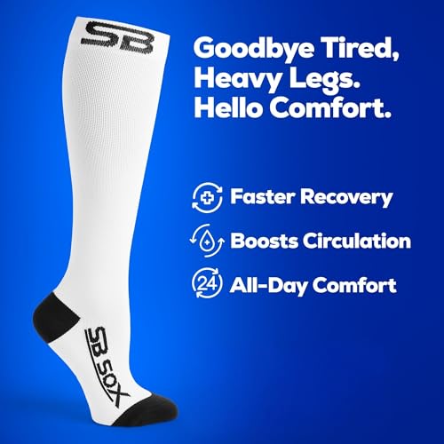 Image of SB SOX Compression Socks for Men & Women (20-30mmHg) - Best Compression Socks for Travel, Medical, Sports, Wide Calf Fit, and Daily Wear