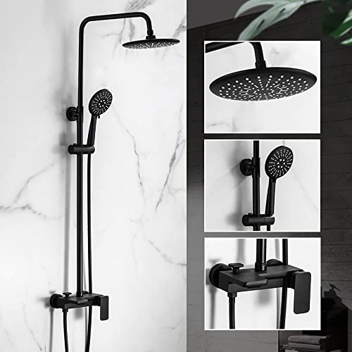 Ensemble de douche avec pommeau de douche de 20,3 cm finition noir mat - 4