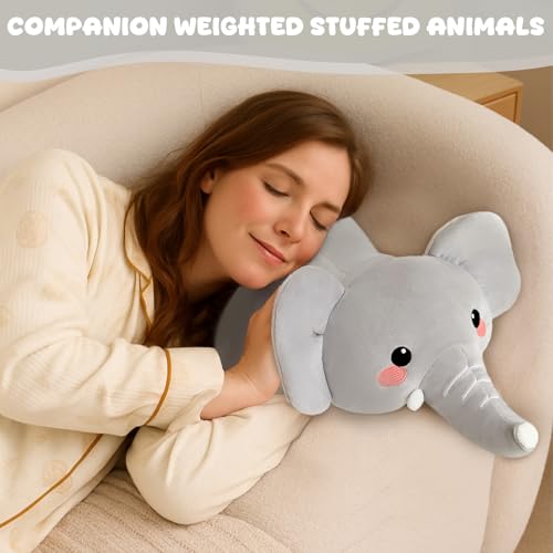 Image of TOYSYM Weighted Stuffed Animals, 3.74 lbs Elephant Stuffed Animal with Weighted Beads, Cute Plush Toy Pillow Gifts for Adults Kids Boys Girls