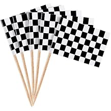 Super Z Outlet 100 Pack Mini Checkered Racing Flag Finish Line Cupcake Toppers Party Decorations Picks Set 2.5 Inches Tall