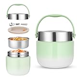 DUBUOZA 1200ml Thermobehälter für Essen Thermoschüssel mit Deckel Lunchbox Thermo Zur Aufbewahrung von Brei,Suppe,Obst,Joghurt und Mittagessen (Grün)