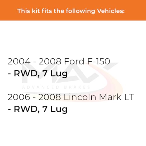 Image of Max Advanced Brakes Front & Rear Brake Kit Compatible With 2004-2007 2008 Ford F150 Compatible With Lincoln Mark LT Replacement Premium OE Disc Brake Rotors and Ceramic Brake Pads