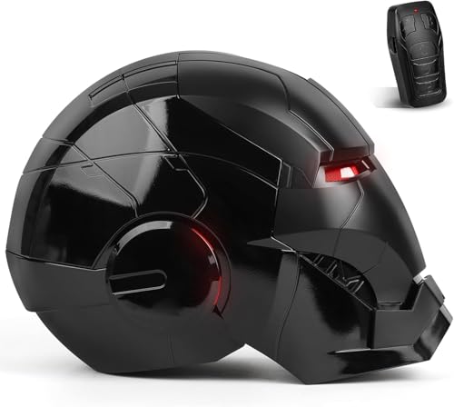 VEXA AUTOKING Iron Man MK 5 Black Edition Helmet 1:1 Wearable Collectible with Voice Touch & Remote Control LED Eyes & Realistic Sound Effects Cosplay & Display Prop Gift for Adults and Teens