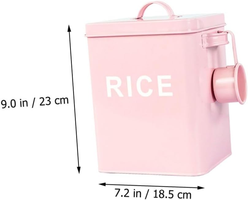 Pet Food Storage Bin with Airtight Seal, Large Capacity Pink Steel Grain Bucket with Measuring Cup for Dog and Cat Food, Moisture-proof Kitchen Rice Storage Container for Household