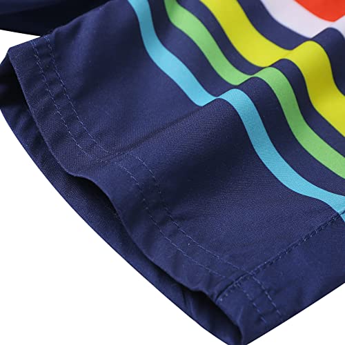 Lizens Boys Swim Trunks Upf 50+ Quick Dry Striped Bathing Suit Swimsuit Little Boys Swimwear (2-3T, Rainbow) #TOP4