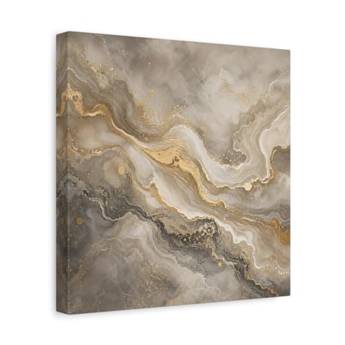 Tableau abstrait marbre gris et or 30x30 cm pour décoration de salon moderne