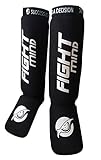 Fight Mind Schienbeinschutz/Perfekter, idealer Schoner für Kampfsport, Frauen Herren Kindergröße, rutschfest und flexibel-Farbe: Schwarz / Größe: XL