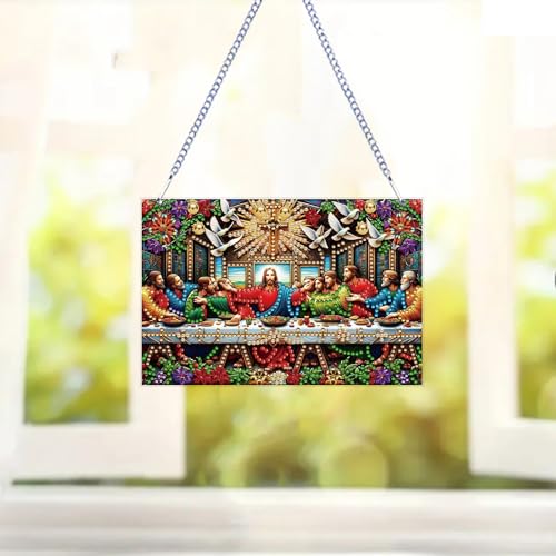 STGLCR Jesus Diamond Painting Pendant The Last Supper Crystal Diamond Art Ornament Special Shape Religion Gem Art Hanging Sign for Home Décor and Gift 7.87inch by STGLCR - Image 9