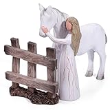 Pop Your Dream Horse Gifts for Girls Women, Embraces Horses Figurine with Fence for Horse Lovers, Sculpted Hand-Painted Resin Decor Cowgirl Equestrian Gifts Stuff
