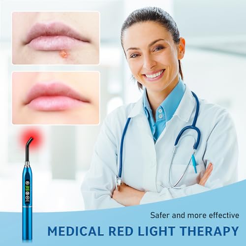 Image of Viconor Red Light Therapy Cold Sores Treatment&Fever Blister,Canker Sore Mouth Sore Relief, Nose Ear Knee Hands Joint Muscle,Handheld Infrared Red Light Therapy Device for Body Face(Blue)