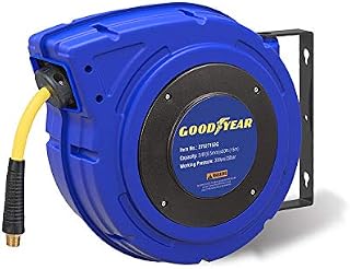 GOODYEAR Air-Hose-Reel Retractable 3/8" Inch x 50' Feet Premium Commercial Flex Hybrid Polymer