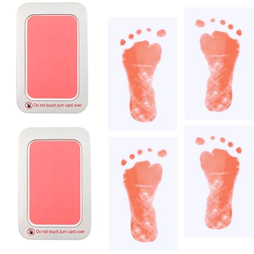 Image of RIKWOG Baby & Pet Paw Print Kit, 2 Pink Inkless Print Pads + 4 Imprint Cards, Perfect Keepsake Gift for Newborns and Pets