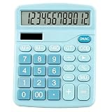 Desk Calculator for Home Office School, Desktop Calculators with Large 12-Digit Display for Kids Seniors Adults, Compact Basic Calculator for Daily Calculation (Blue)