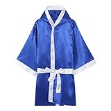 Remorui MMA Boxing Robe with Hood for Men Cotton Robe Lightweight Thai Boxing (L, Blue)