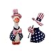 Jwqqwdza 4th of July Mini Goose Costume, 7 Inch Desk Goose Outfits, Patriotic Clothes with Hat Independence Day Decor for Desktop Statues (A, One Size)
