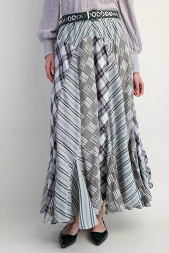 CHARTOU Women Gingham Fairy Elastic Waist Maxi Skirt Ruffle Fishtail A Line Parachute Skirt2