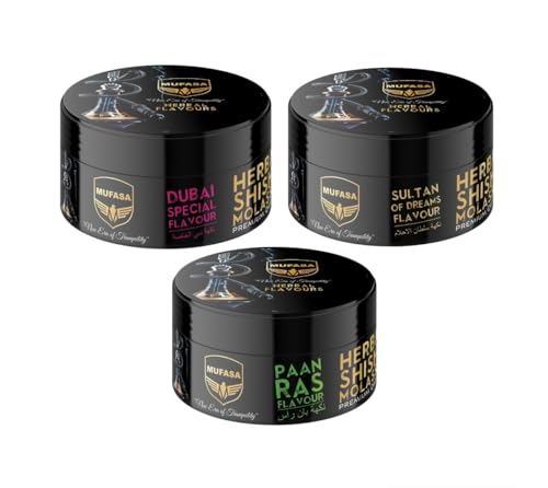 Herbal Hookah Flavors Nicotine Free Hookah Shisha Flavors - Pack of 3 Flavors (100% Nicotine and Tobacco Free) Paan Ras, Dubai Special, Sultan of Dreams - 50G Each