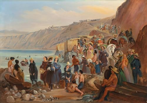 Affiche Toile Baigneurs sur la plage de Chorillos Johann Moritz Rugendas 60x90cm