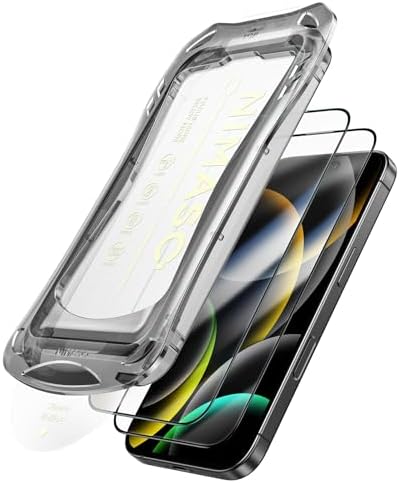 NIMASO ガラスフィルム iPhone 16 Pro用 強化ガラス 黒縁 全面 保護フィルム 自動除塵 超簡単貼り付け
