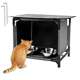 Waterproof Cat House for Outdoor Cat Feeding Station...