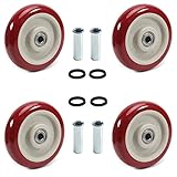 Juvielich 5 Inch 4Pcs Shopping Cart Wheels Polyurethane Caster Wheels Bearings Repair Kits, Heavy Duty 5