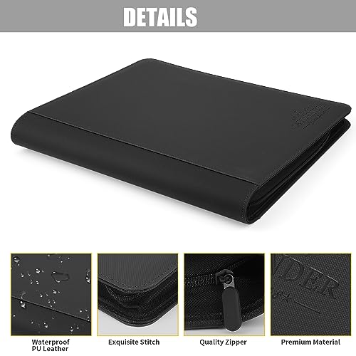 Image of Toploader Binder,Toploader Hard Cases, 9-Pocket Pages Sleeves Hold up 288 Cards.Toploader Card Binder with Sleeves for inch3x4 inch rigid,Card Holder(black)