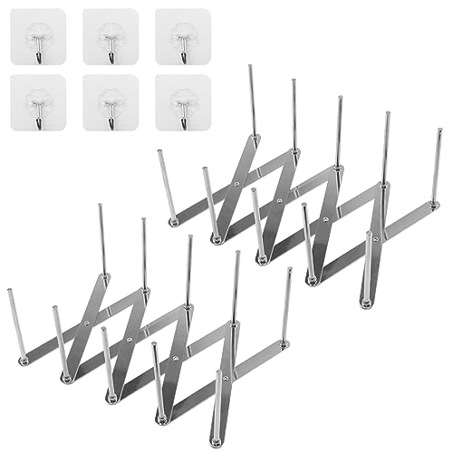 YIXNSW 2 Stück Rippchenhalter Deckelhalter Edelstahl Spareribs Halter Organizer mit 6 Klebehaken für die Küche, den Grill und die Zubereitung von Braten oder Rippchen
