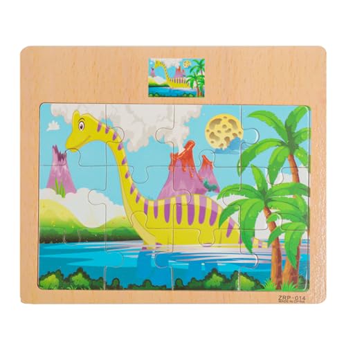 Set de Puzzles de Madera CCLIFE para Niños de 2 a 5 Años - 12 Piezas de Dinosaurios Coloridos miniatura 4