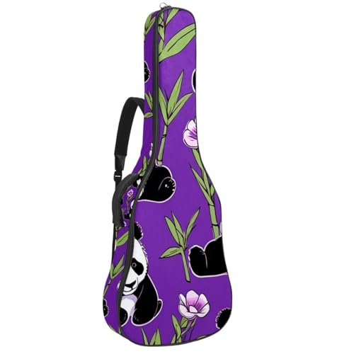 Housse pour guitare acoustique étanche motif panda violet 108cm avec poches